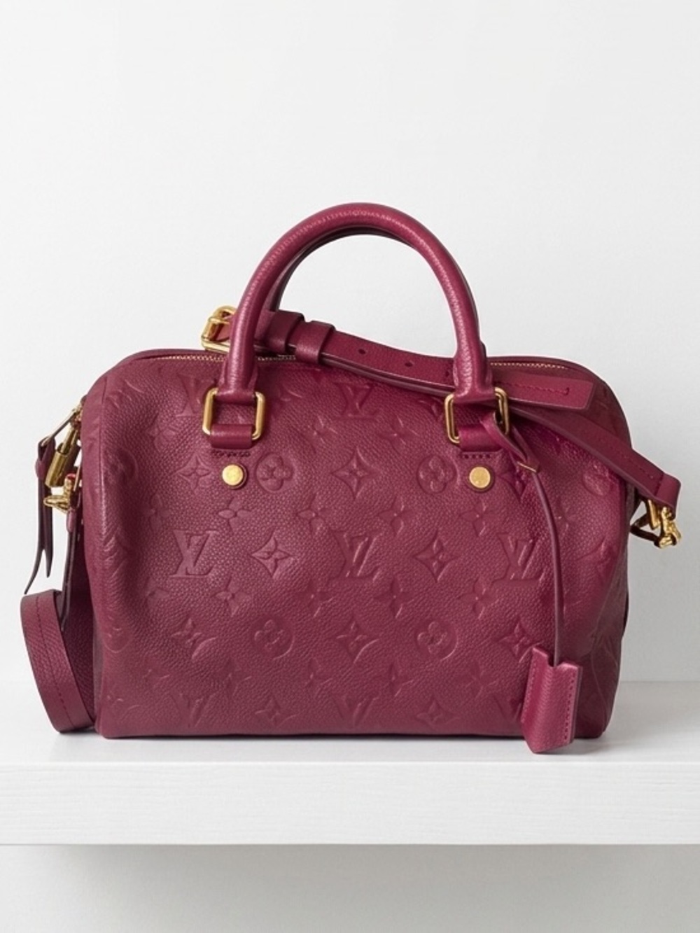 Louis Vuitton Burgundy Aurore Monogram Empreinte Satchel Bag Speedy 25 Bandolier